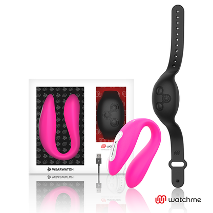 Reloj WearWatch WatchMe con vibrador dual tecnología en color fucsia y azabache, con pantalla digital y pulsera ajustable.