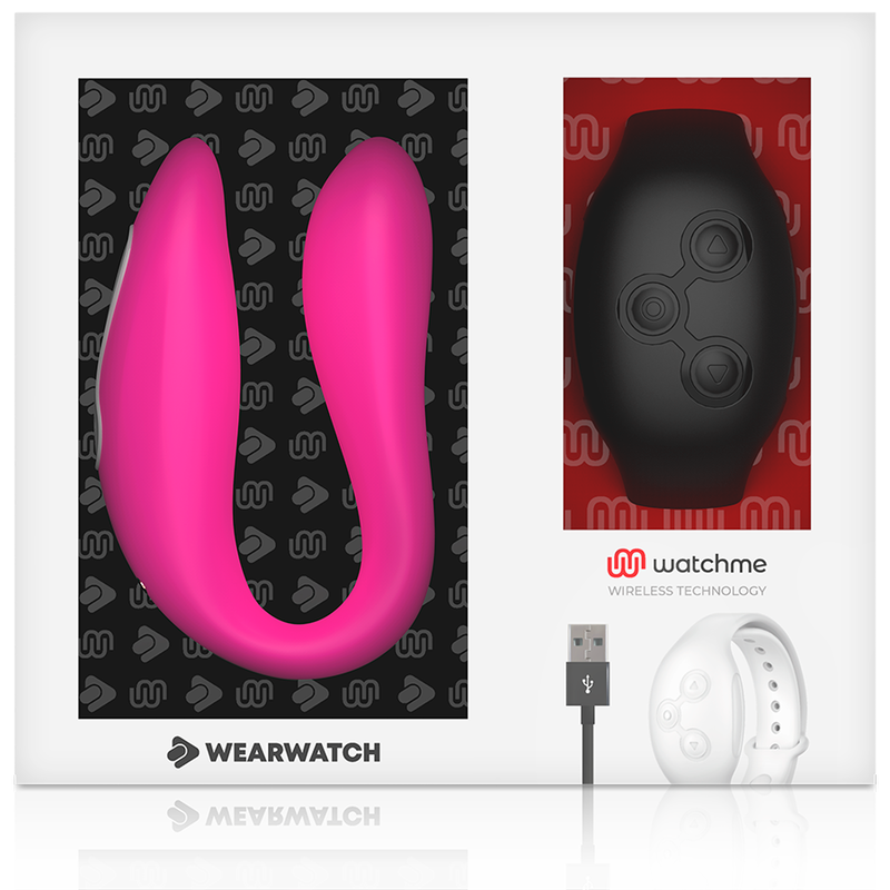 Reloj vibrador WEARWATCH VIBRADOR DUAL TECHNOLOGY WatchMe en color fucsia y azabache, con pantalla y correas ajustables