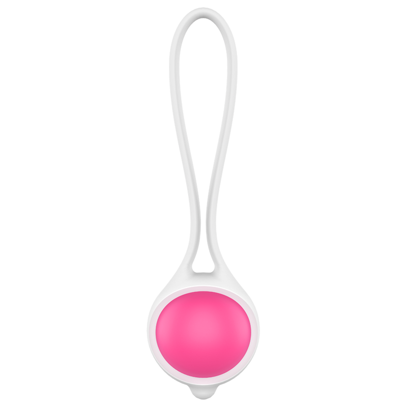Bola geisha de silicona rosa de WOMANVIBE, diseñada para entrenamiento y bienestar femenino, con superficie suave y flexible.