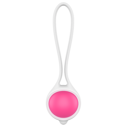 Bola geisha de silicona rosa de WOMANVIBE, diseñada para entrenamiento y bienestar femenino, con superficie suave y flexible.