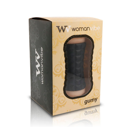 WomanVibe Masturbador Doble Gumy, realistic male pleasure stimulator with soft, flexible dual chambers for enhanced sensations.