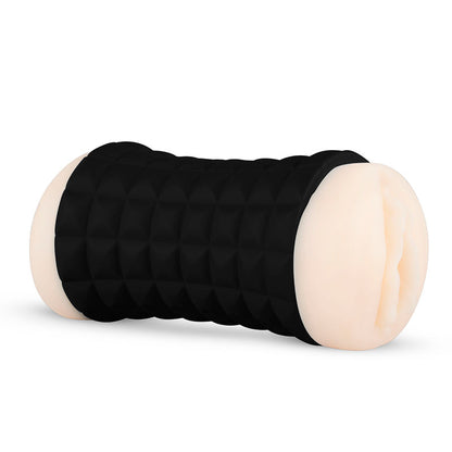 WomanVibe double Gumy masturbator, soft silicone exterior, detailed internal texture, designed for realistic pleasure.