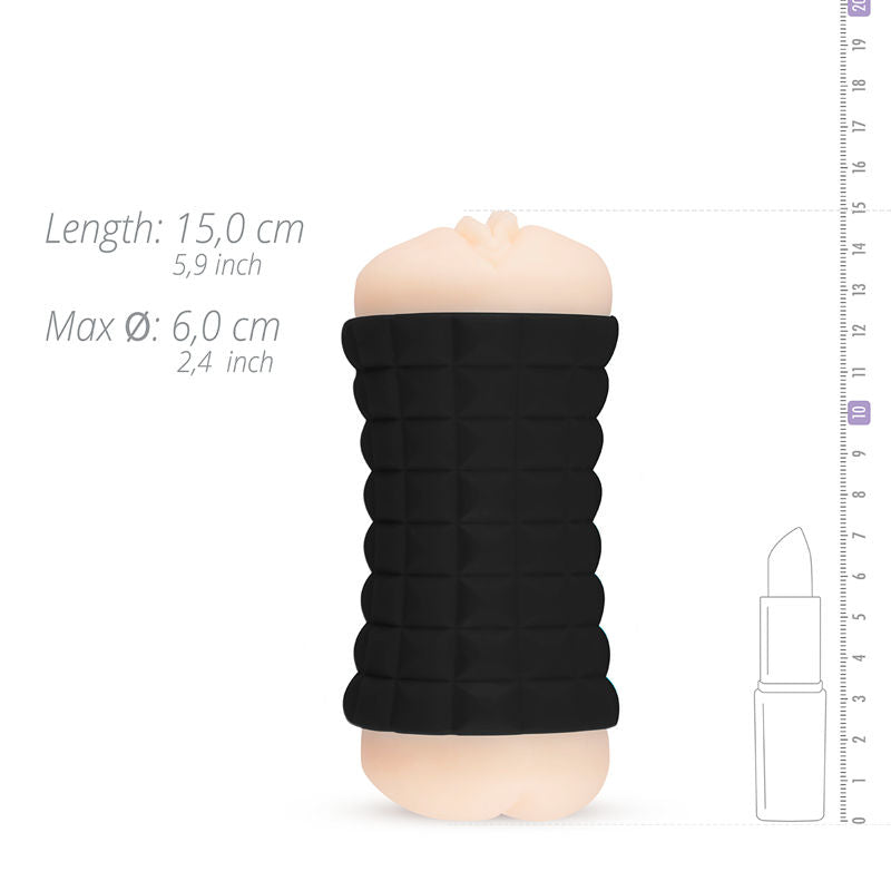 WomanVibe Masturbador Doble Gumy, realistic male pleasure toy with dual openings for enhanced sensation.