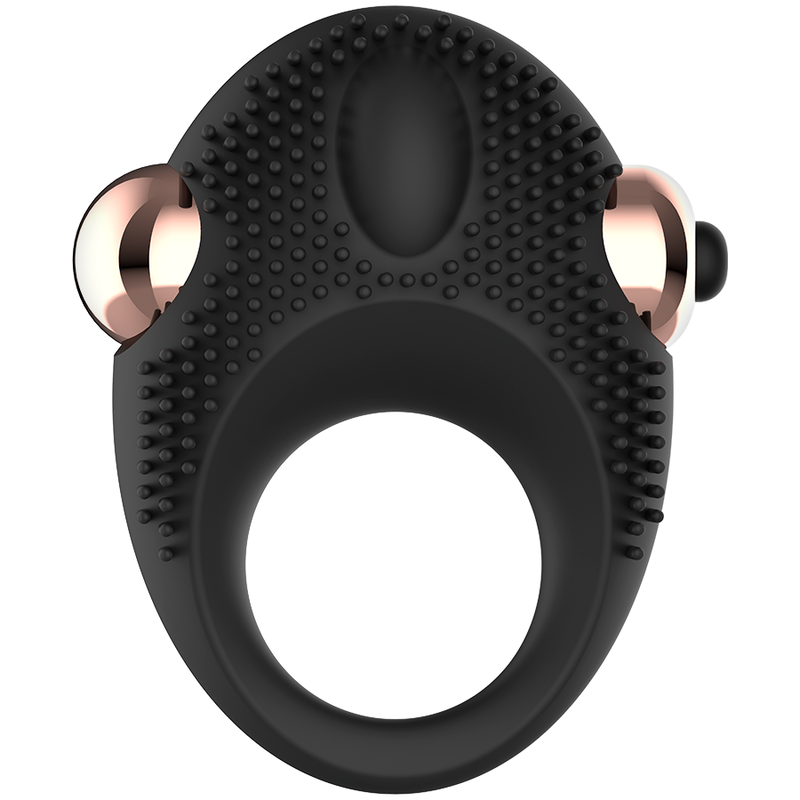Anillo vibrador de silicona de WOMANVIBE llamado Thor, diseñado para estimulación íntima, en color negro y con textura suave.