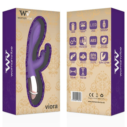 Vibrador recargable de silicona WomanVibe Viora, diseño ergonómico y suave para uso personal.
