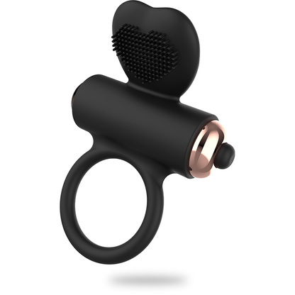 Anillo vibrador de silicona WOMANVIBE Zeus, diseñado para estimulación y placer, en color negro.