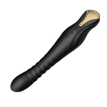 Vibrador negro ZALO King Thruster con diseño robusto y textura ergonómica, ideal para estimulación intensa.
