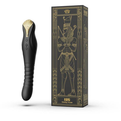 Vibrador ZALO King Thruster negro, con diseño ergonómico y textura suave para placer íntimo.